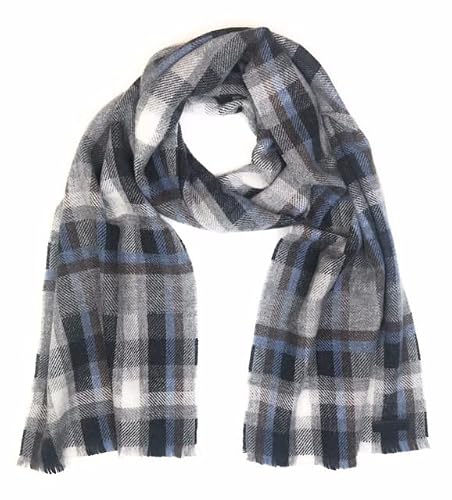 Bruno Magli Men's Cashmere Mixed Weave Plaid Scarf (Navy), 73 Inches X 13 Inches #TOP3