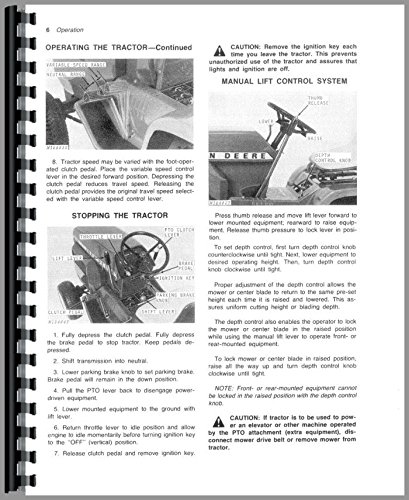 John Deere 210 Lawn & Garden Tractor Operators Manual      Plastic Comb