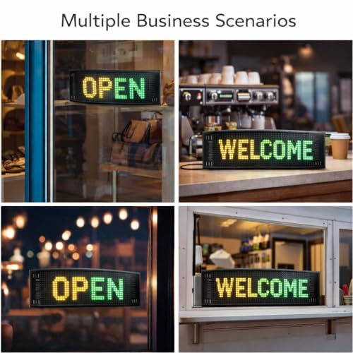 Image of Programmable LED Message Board, Digital Scrolling Sign with App Control for Store Window, Shop, Bar, and Car Display, USB Powered (23 x 4.7Inch)