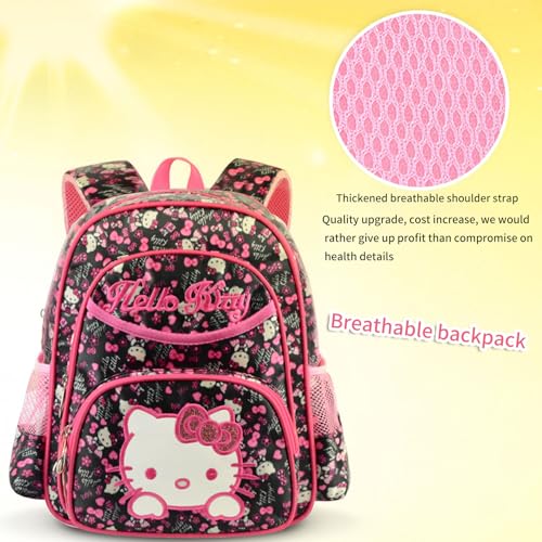 Cute Backpack, 14 Inch Large Capacity Nurse Bag Bookbag, Waterproof Casual Anime Daypack for Travel (Black)4