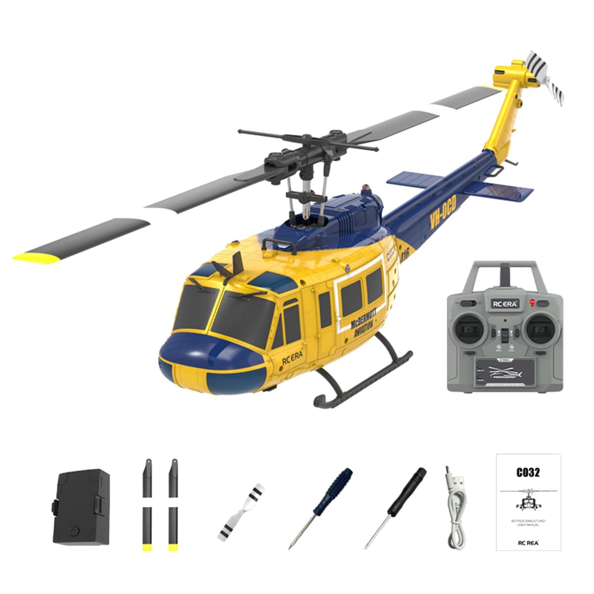 C032 Maßstab 1:48 UH-1 Huey 2,4 GHz 6-Kanal Flybarless RC-Hubschraubermodell (RTF)