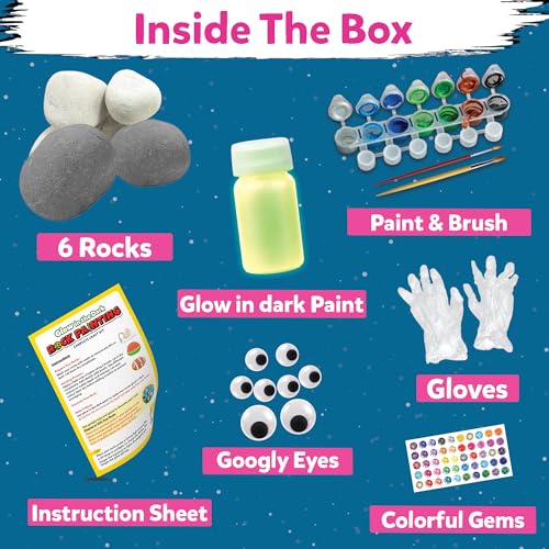 Image of Little Berry Rock Painting Kit - Glow in the Dark Art & Craft Activity Set for Girls & Boys | DIY Art & Craft Kits & Supplies | Includes 6 Reusable Rocks | Gift for Kids Age 4-12 Years - Activity Kit