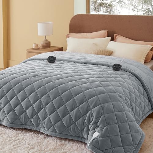 Image of Bedsure Electric Blanket King Size - Dual Control Heated Weighted Blanket King with 10 Heat Settings, Fast Heating with 10 Time Settings (100x90 inches, Formal Gray)
