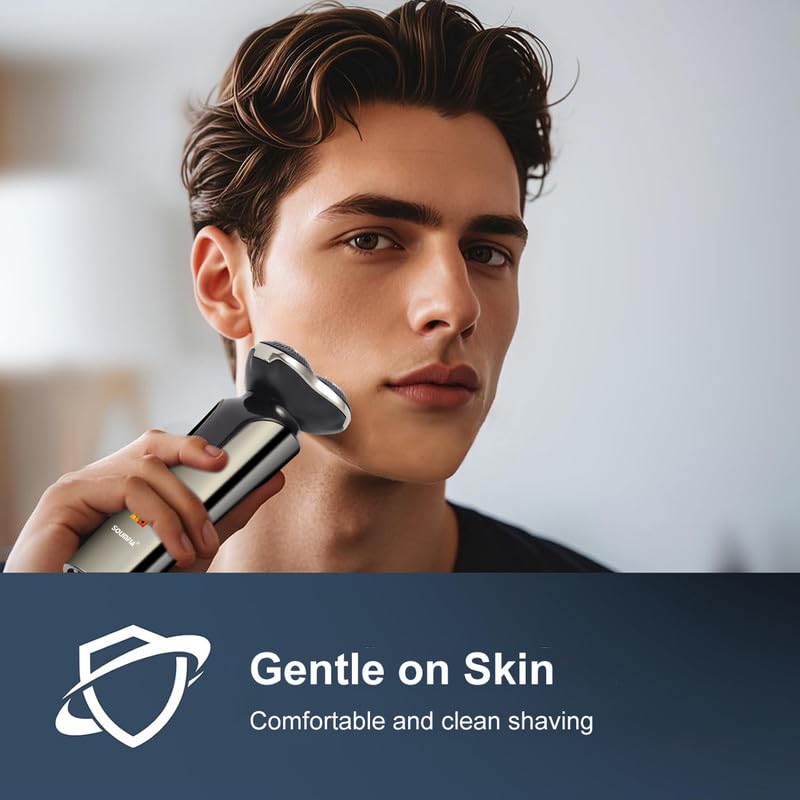 Image of SOLIMPIA HT-925 Cordless Rechargeable Waterproof 3 Head Electric Shaver Wet & Dry Rotary Shavers for Men Super-Fast Charge 120 minutes Runtime with LED Digital Display