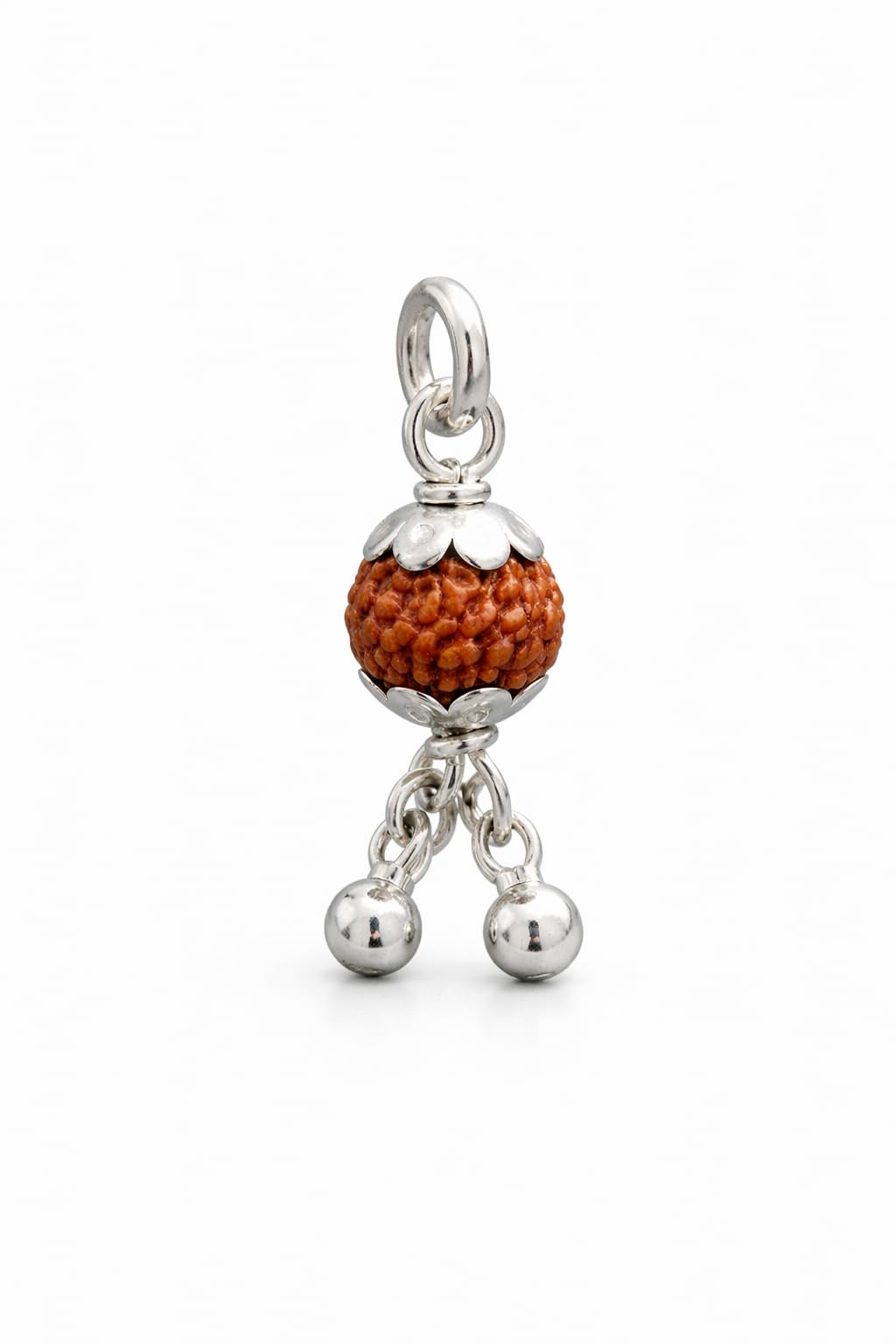 925 Sterling Silver Rudraksha Pendant for Men & Women | 6 MM Natural Rudraksh with Silver Caps & Dual Ghughri | Pure Chandi Pendant | Spiritual & Daily Wear Jewellery | (only Pendant)-image-18