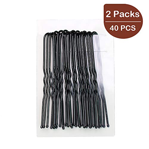 Wenobby 40 Black Bobby Pins,Hair Pins - For Buns Updo Ponytail Roller Curl Styling - 2.8 Inch