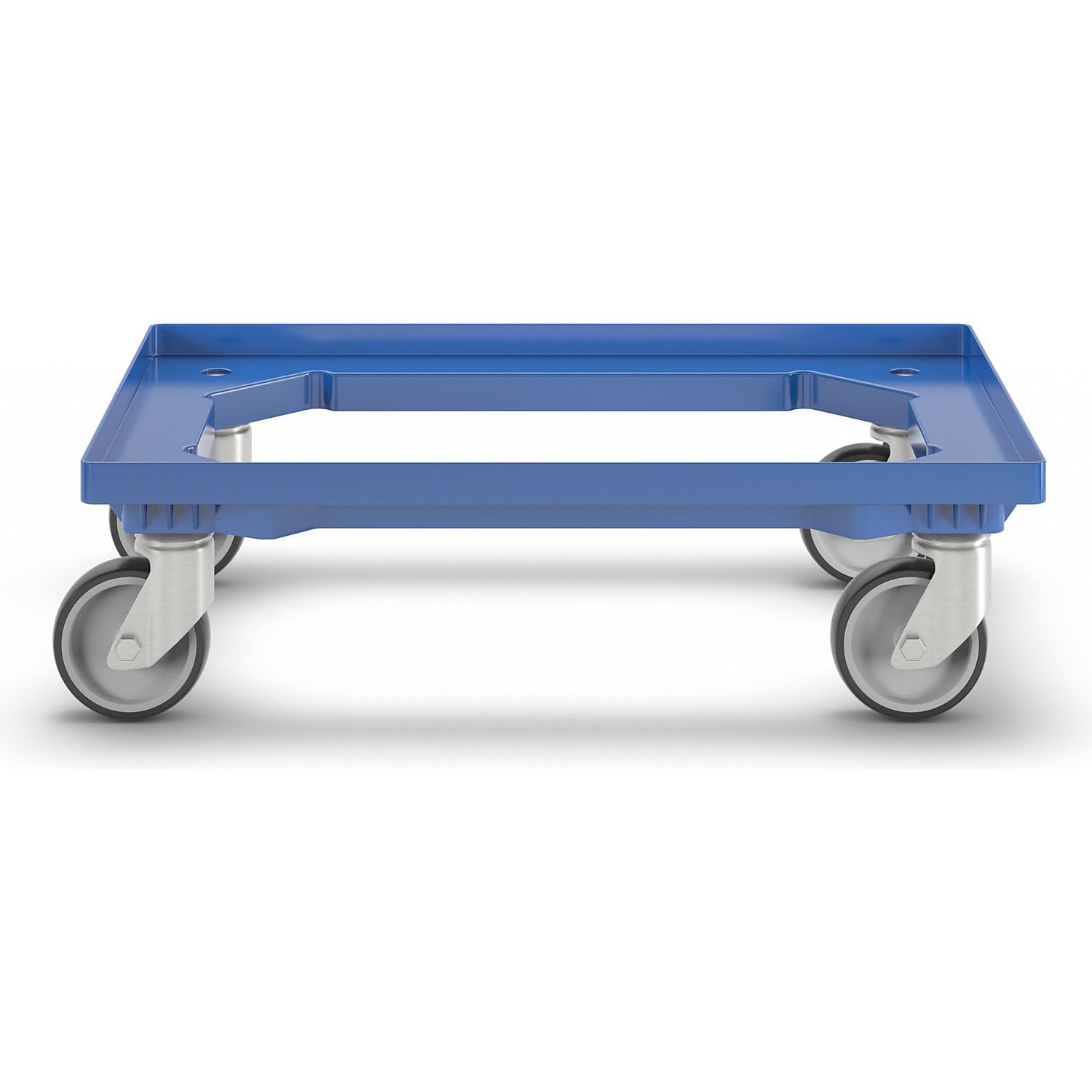eurokraft | Plateau roulant professionnel | 600 x 400 mm | 4 roulettes pivotantes à bandage caoutchouc | bleu