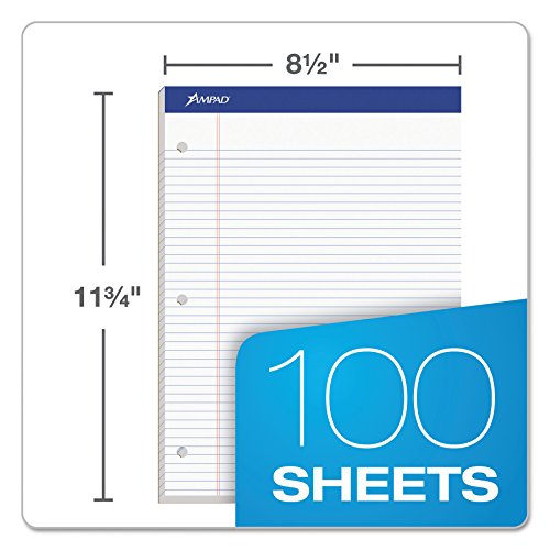 Ampad-Double-Sheet-Writing-Pads-Narrow-Ruled-Size-85-x-1175-Inches-White-Paper-100-Sheets-Per-Pad-20-346