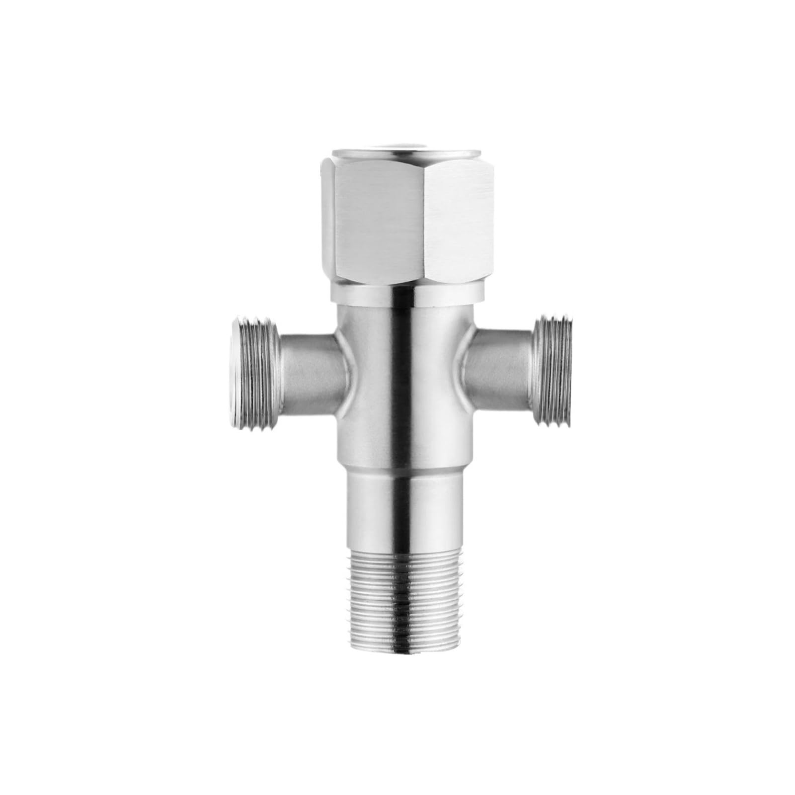 Bvhisehp Tee G1/2 Thread Quick Open Two Way Stainless Steel Angle Valve Household Water Inlet Control Valve Bathroom Faucet Accessories(Tee)
