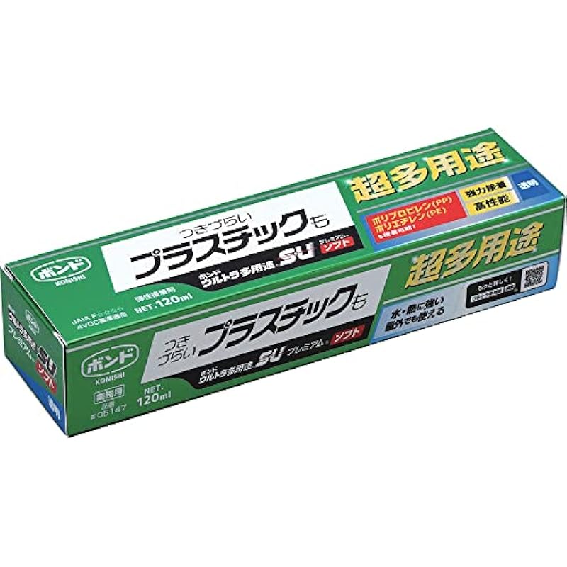 Konishi Bond Ultra Multra Premium Soft Clear 120ml Mustrapurpose 강력한 접착제 플라스틱 실내 실외 단일 품목을 둘러싼 불균일 한 지표수