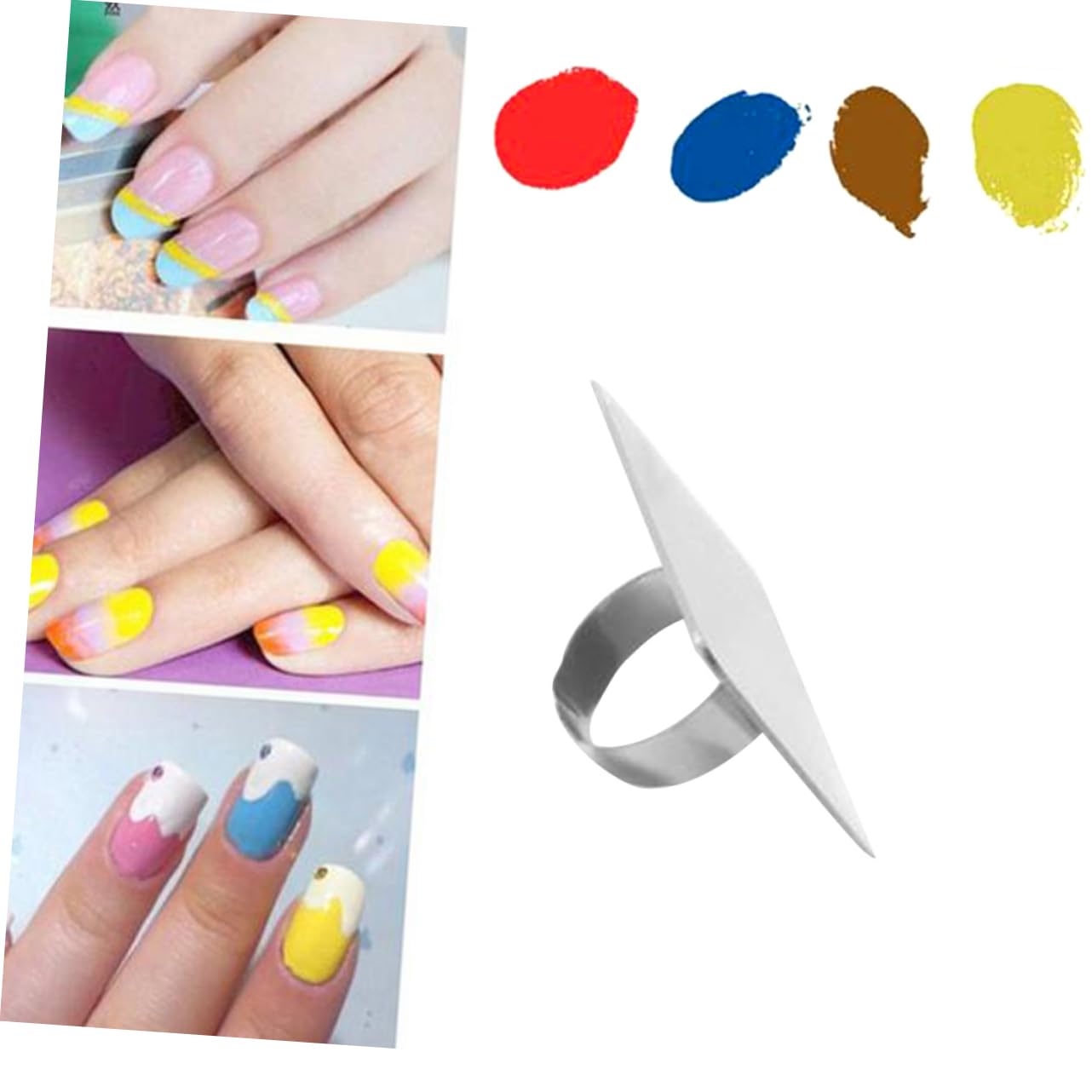 SOESFOUFU Mini Nail Art Palette Ring for Manicure Tte Nail Polish Tte Diy Accessories Silver