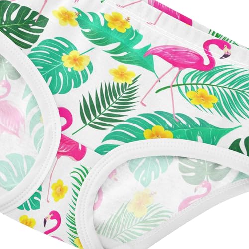 Joisal Toddler Girls Underwear 2t Cotton Panties Little Girl Personalized Undies Kids Briefs Pink Flamingos Plants4