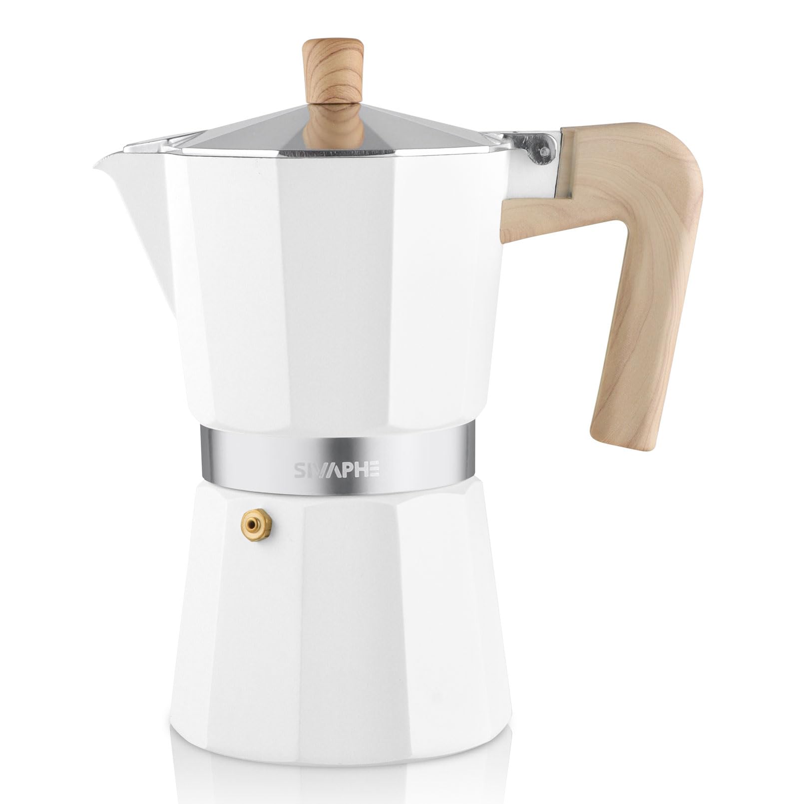 Sivaphe Stovetop Coffee Maker 3/6/9 Cups, Aluminium Moka Pot Italian Espresso Maker with Heat-Resistant Handle (Pure white, 9 Cups)
