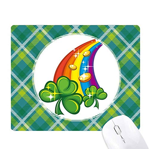 Tapis de souris trèfle Saint-Patrick vert avec motif grille de pixels rétro