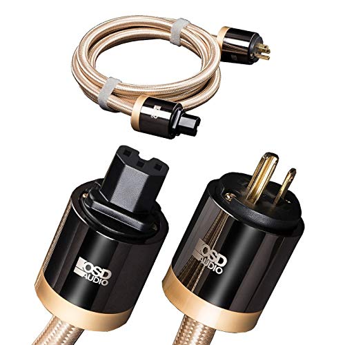 OSD Audio Aurum Audiophile-Grade AC Power Cable, 14 Gauge with 3 Copper Conductors, Single Cable, 16.4 FT, AU-POW-5M
