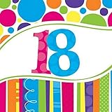 Creative Converting 18 Count Bright and Bold 18th Birthday Lunch Napkins,