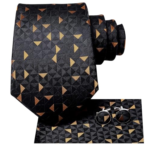 Image of Dubulle Mens Tie Set Solid Paisley Silk Striped Necktie for Men with Cufflinks Tie and Pocket Square
