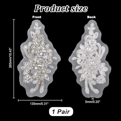 AHANDMAKER Exquisite Bright Crystal Patches Sew on AB Rhinestones DIY Clothing Appliques Patch for Wedding Dress Decor Belt Chest Waist Decoration (Silver) - Image 2