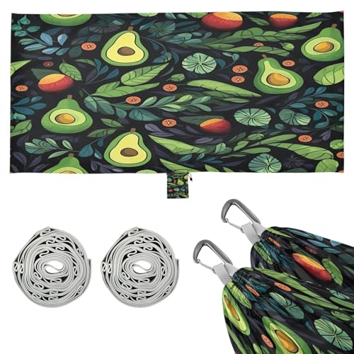 SDMKA Cartoon Avocados Camping Hammock, 330 lbs with 2 Tree Straps, Carry Bag, Single Portable Hammock for Outdoor/Indoor, Hiking, Beach, Backpacking, Travel