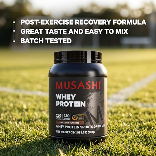 Image of Musashi Whey Protein Powder, Chocolate, 2kg (4.4 lb), WPC & WPI Blend, 25g Protein, 130 Calories per Serving | WPC & WPI Blend, 25g Protein per Serving, 130 Calories per Serving
