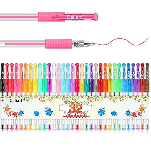 Gel Pens, Caliart 32 Colors Gel Pen Set, 40% More Ink Colored Gel