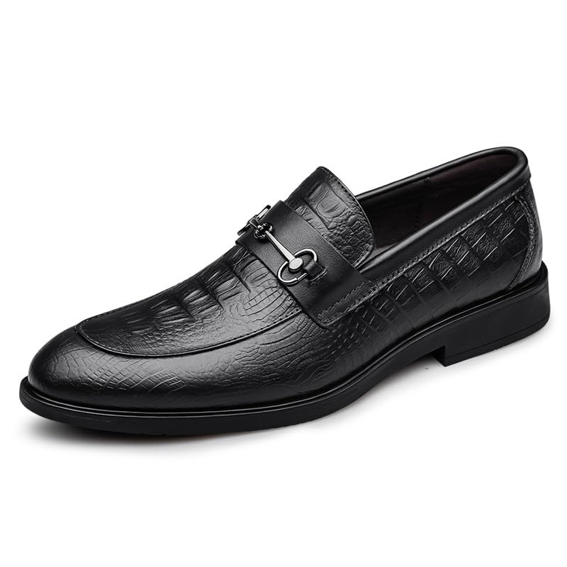 Men's Slip-On Oxford Shoes Men's Vintage Leather Pointed Toe Platform Oxfords Shoes Formal Derby Shoes(Black,10)2