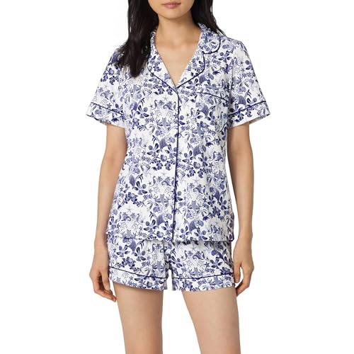Image of Bed Head PJs Womens Matching Pajamas - Soft Organic Short Sleeve Button Down PJ Shirt & Shorts Set - Sleepwear & Loungewear