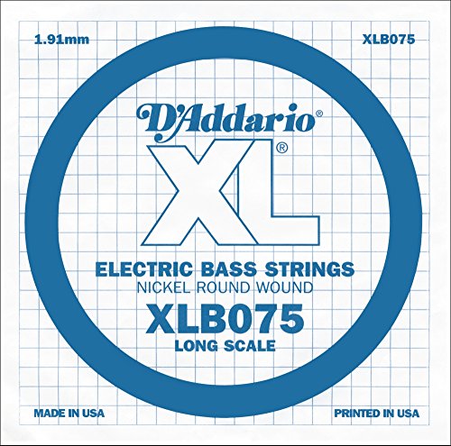 D'Addario XLB075 Nickel Wound Bass Guitar Single String, Long Scale, 075