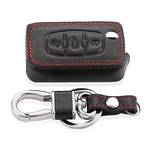 Happyit Cuir Voiture Clé Cas de Couverture Porte-Clés pour Peugeot RCZ 107 206 207 208 306 307 308 407 408 508 pour Citroën C1 C2 C3 C4 C5 C6 C8 3 Boutons Télécommande