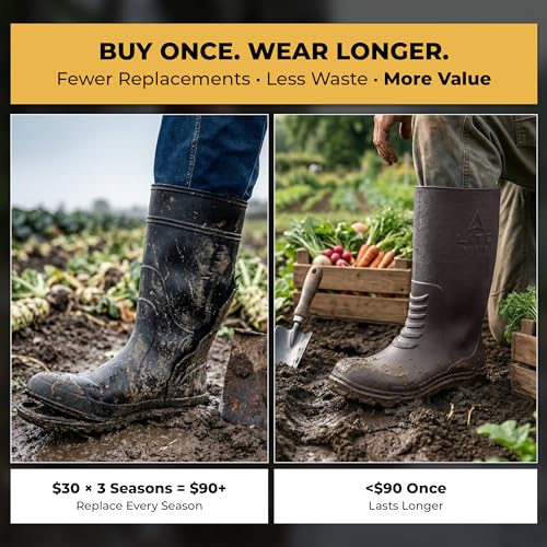 Image of Rubber Hunting Boots for Men - Ultra-Light 13 oz EVA, 16 inch Waterproof Pull-On Boots for Early Season Hunting, Fishing & Farm Work, Non-Slip Mud Boot.