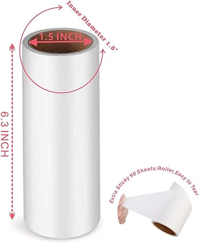 Miniatura 3 de Recambios de rodillo de pelusa para pelo de mascotas, 1080 hojas (12 paquetes), 6.3 pulgadas de largo, 1.5 pulgadas de diámetro, extra adhesivo para