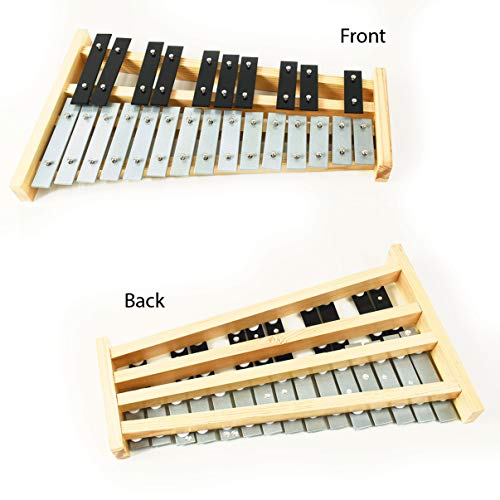 Professional Wooden Soprano Glockenspiel Xylophone with 27 Metal Keys for Adults and Kids - Includes 2 Plastic Beaters