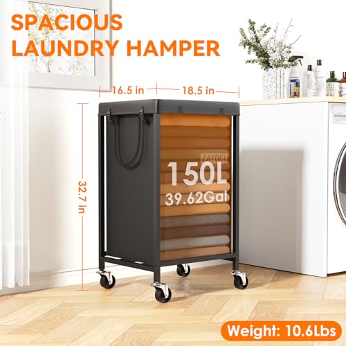 Heavy-Duty-150L-Laundry-Hamper-Laundry-Basket-Oxford-Fabric-with-Wheels-Large-Capacity-Metal-Frame-Designed-Laundry-Clothes-Organizer-for-Laundry-Room-Bathroom Heavy Duty 150L Laundry Hamper Laundry Basket Oxford Fabric with Wheels Large Capacity Metal Frame Designed Laundry Clothes Organizer for Laundry Room Bathroom