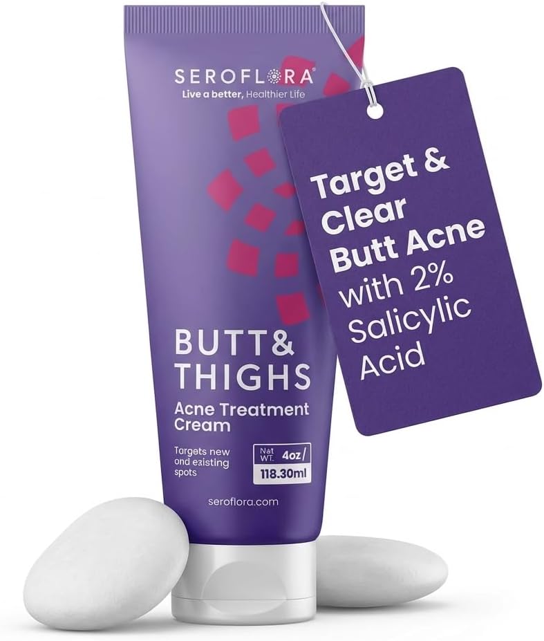 Butt Acne Clearing Treatment Cream - Reduce Bum Acne, Pimples & Zits - Clearing Acne Lotion for Buttocks - 2% Salicylic Acid for Acne Prone Skin (4oz) Made in USA.