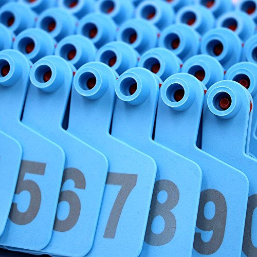 Muduoban Pig Ear Tags Green Medium Plastic Livestock Ear Tags For Hog Swine Sow Ear Tags With Number 001-100 (Cattle, Blue) #TOP1