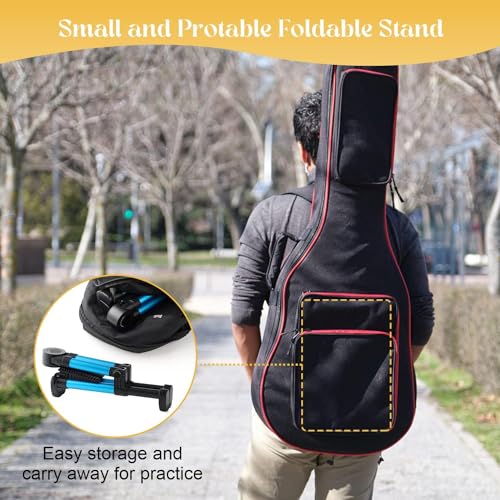Image of Softline Pro Guitar Stand for Home, Folding Instrument Stand for Acoustic /Electric /Classical Guitars and Violin, Ukulele, Bass, Portable and Lightweight, Easy to fold (Blue), SP24-A