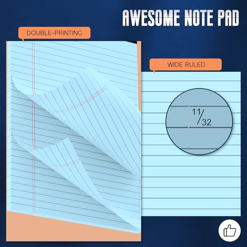 Image of 3 Pack Blue Legal Pads 8.5 x 11 Note Pads, Wide Ruled Notepads 8.5 x 11