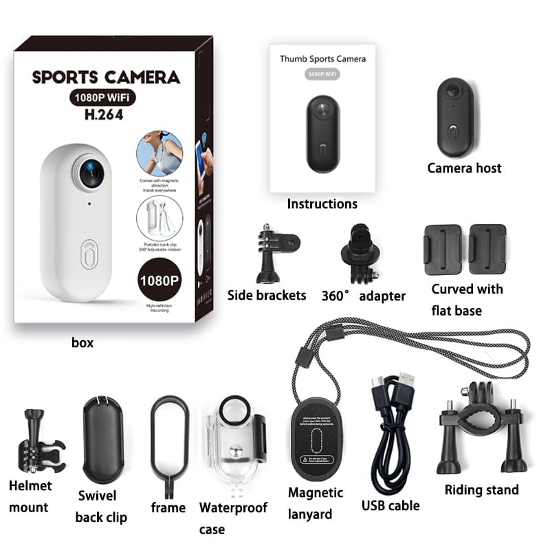 Image of 1080P Thumb Action Camera, Mini Body Cameras with Magnetic Lanyard | Wearable Pocket Vlogging Camera, Small Portable Body Cam Helmet Cam for Work, Cycling, Travel, Pet Walking