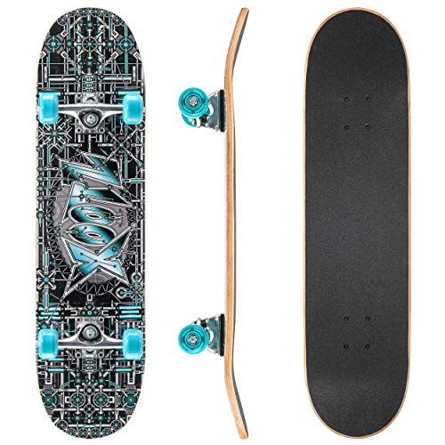 Xootz Kinder-Skateboard für Absolute Anfänger Double-Kick-Trick - Ahorndeck, 78,7 x 20,3 cm, Kinder, Industrial, Industrial Cover
