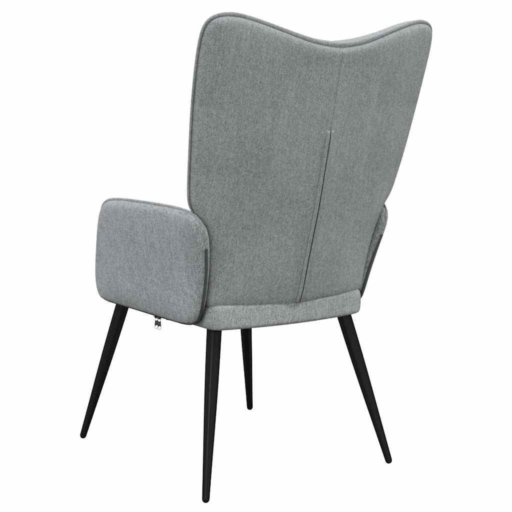 Sillón relax de tela gris claro, sillón de tapicería moderna con marco de acero, cómodo sillón de lectura para sala de estar, dormitorio, oficina, cómodo sillón reclinable para adultos