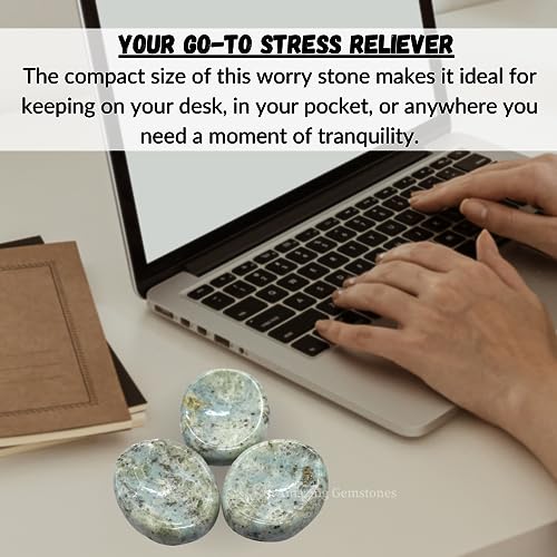 Image of Amazing Gemstone Hackmanite Worry Stone Crystals and Healing Stones - Worry Stones for Stress Relief Gifts - Piedra Crystal Fidget for Meditation - Unique Stocking Stuffers and Birthday Gifts