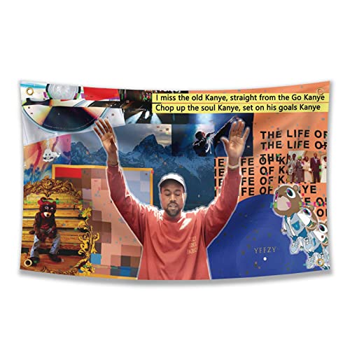 The Old Kanye Flag，3x5 Feet Funny Poster Durable Man Cave Wall Flag with Brass Grommets This beautiful entertaining banner for College Dorm Room Decor,Outdoor,Parties gifts, travel, filming, events, festivals..