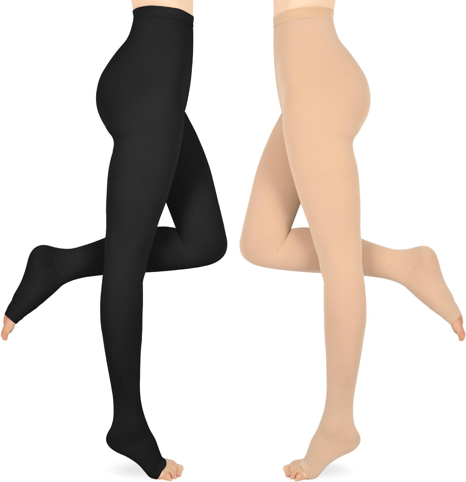 Compression Pantyhose for Women & Men, 2 Pairs 15-20mmHg Medical Graduated Compression Stockings Leggings