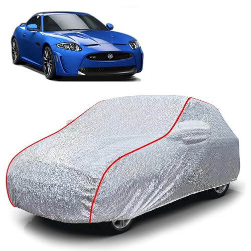 Image of Sulfar 100% Waterproof Car Body Cover Compatible with Mirror for Jaguar XK (Triple Stitched, Full Bottom Elastic, Magic Silver with Red Piping)