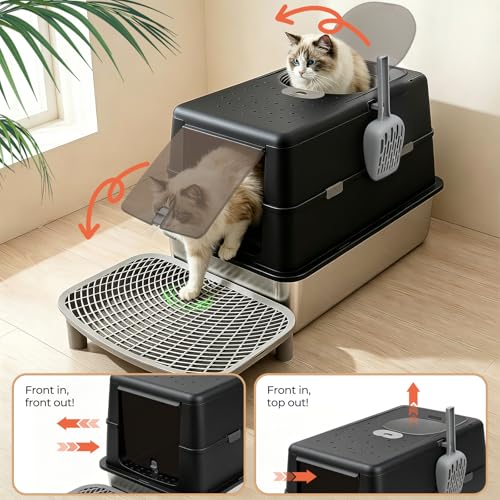 Arenero XL de Acero Inoxidable para Gatos con Tapa 120° miniatura 2