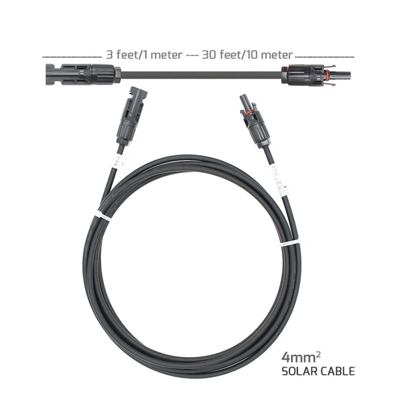 Solarkabel 1 Teile/los 1-5 Meter Schwarz/Rot Power Solar Verlängerung Kabel 4.0mm2/12AWG mit PV DC Stecker verwendet in Solar Panel System(Black 4 Meters)
