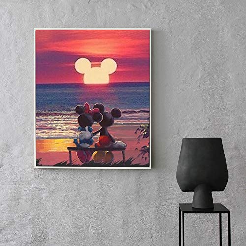 AILIBUT DIY 5D Full Drill Diamond Painting Kits,Paint with Circular Diamonds by Numbers, Romantic Beach Diamond Art for Home Wall Decor Gift(12x16inch)