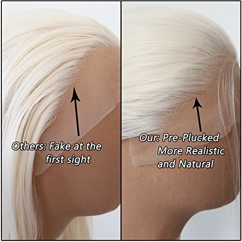 Towarm Platinum Blonde Wig Long Straight Synthetic Lace Front Wigs Pre Plucked Natural Hairline with Baby Hair for Black Women Heat Resistant Fiber Hair Cosplay Daily Wear Wig (Platinum Blonde) - Image 4