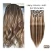 Remy Clip on Hair Extensions, Re4U Balayage Hair Extensions Human Hair 14inch Clip in Extensions Highlight Blonde Multi Color Mixed Chocolate Brown(#4/27 10pcs 14" 110g)