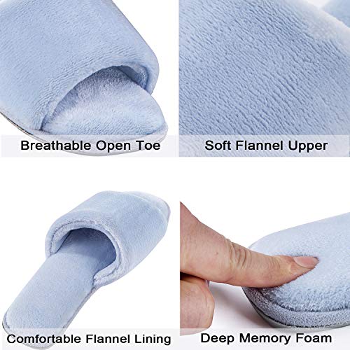 Image of DL Open Toe Slippers for women Indoor, Cozy Memory Foam Womens House Slippers Summer Slip On, Comfy Soft Flannel Womens Bedroom Slippers Slide Breathable Size 5-6 7-8 9-10